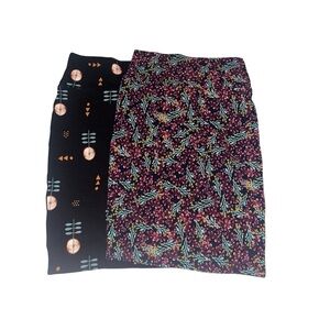 LuLaRoe Multi Color Floral Print Business Casual Pencil Skirt Set Size Small